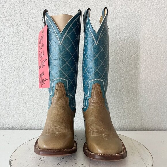 Rod Patrick Womens Cowboy Boots 8AA Brown Turquoise Western Cowgirl Square Toe - Picture 5 of 12